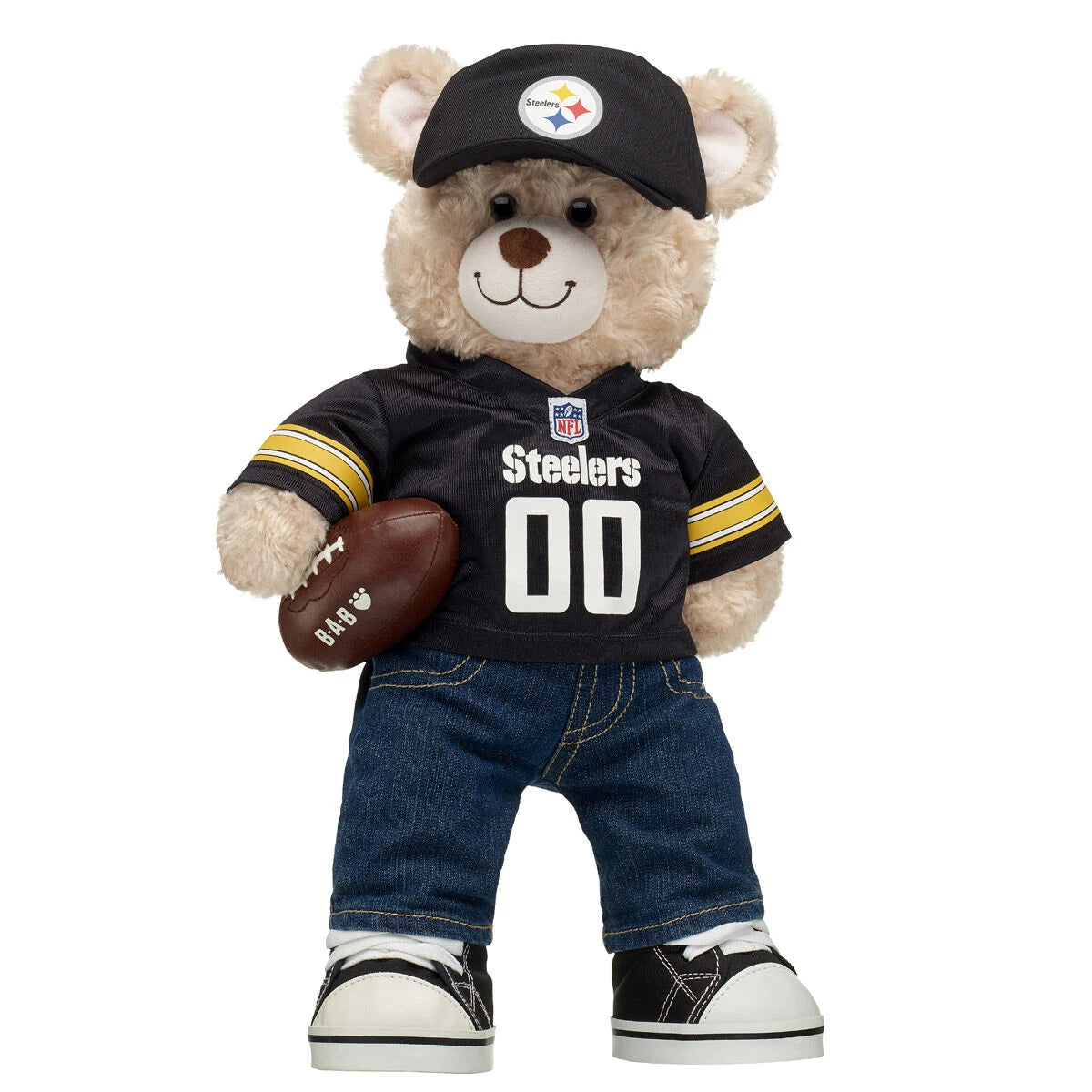 Pittsburgh Steelers Happy Hugs Teddy Bear Hat &amp; Football Set - US 7518