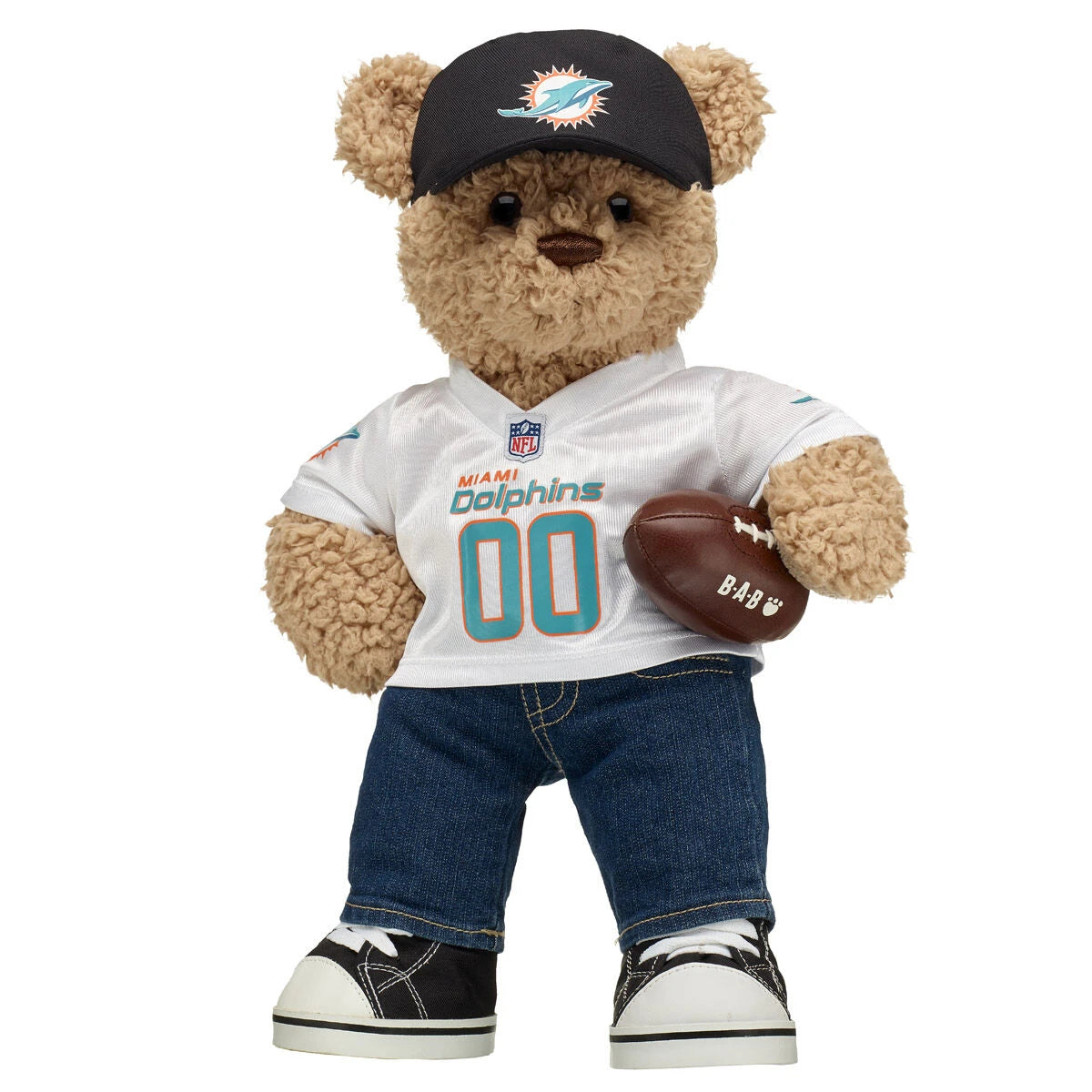 Miami Dolphins Timeless Teddy Bear Fan Hat &amp; Football Set - US 0138
