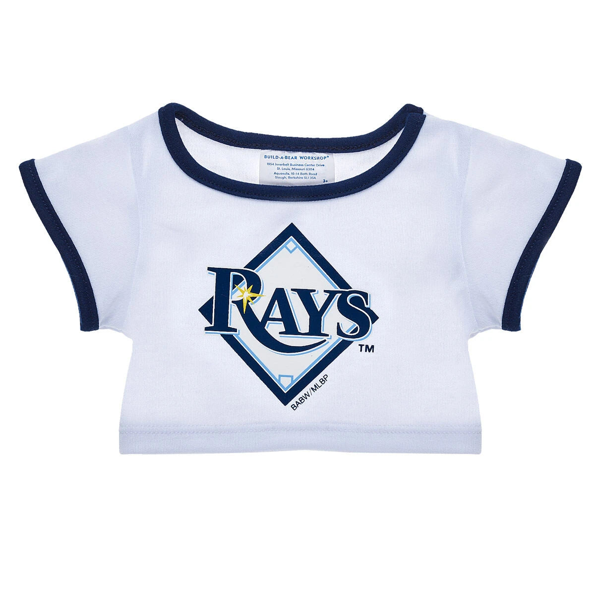 Tampa Bay Rays™ White &amp; Blue Ringer T-Shirt for Stuffed Animals | Build-A-Bear® - US 8065