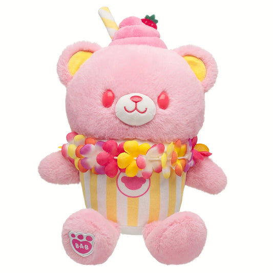 Strawberry Lemonade Bear Slushie Plushie  w/ Lei | BAB - US 8039